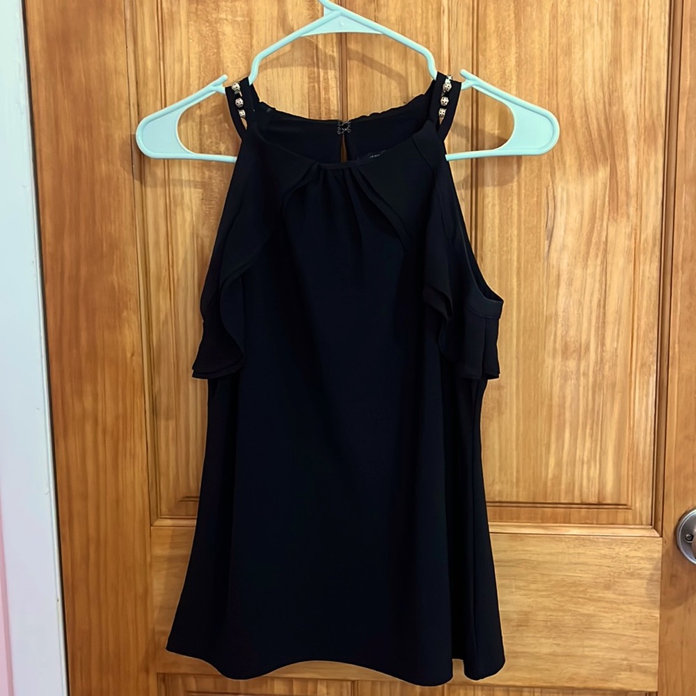 White House Black Market sleeveless black blouse